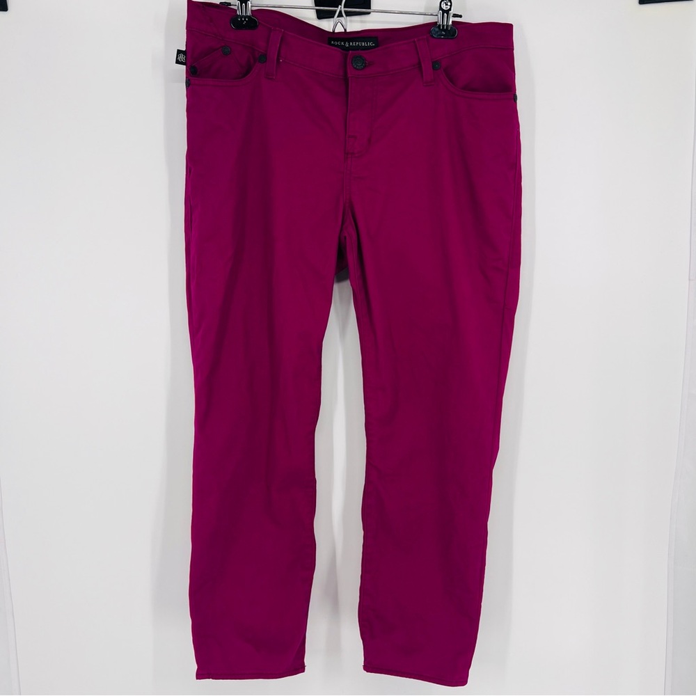 Rock & Republic Magenta Pink High Rise Skinny Ankle Jeans XL - Picture 5 of 14